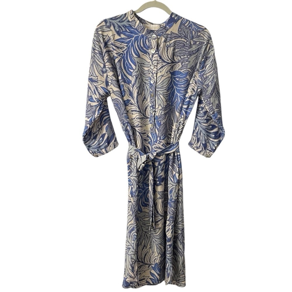 Natalie Martin Silk Dress jungle print lake blue